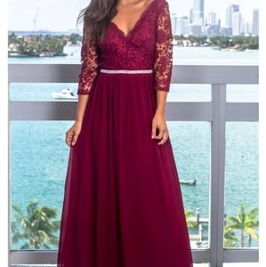 Maxi Dress- Merlot 3/4 Sleeve